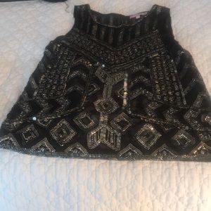 Hand made sequined top black